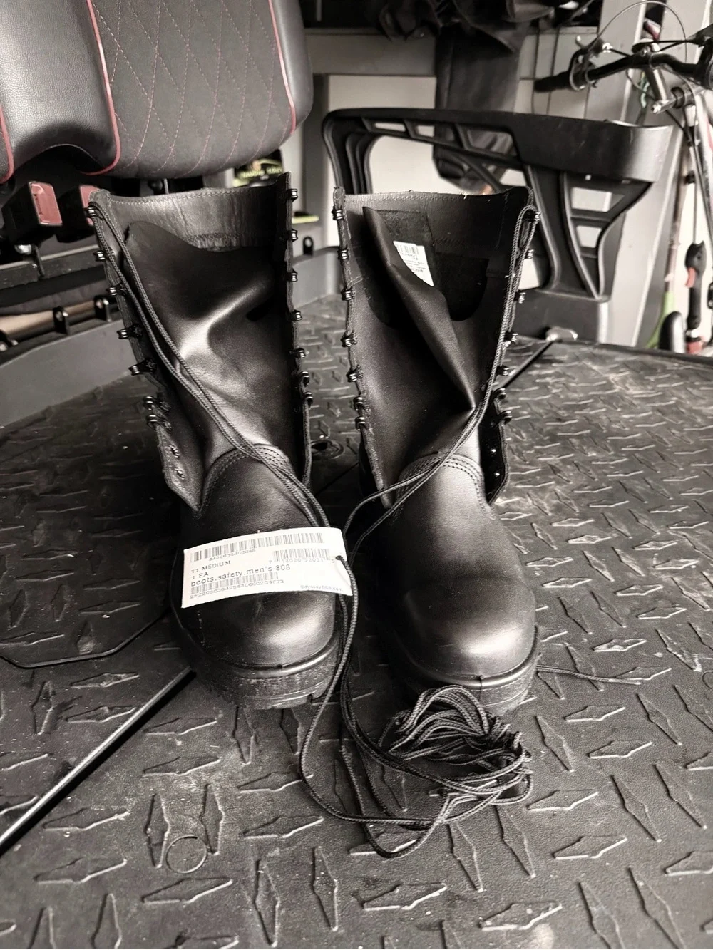 MENS Black Leather Combat Boots - Classic Lace-Up